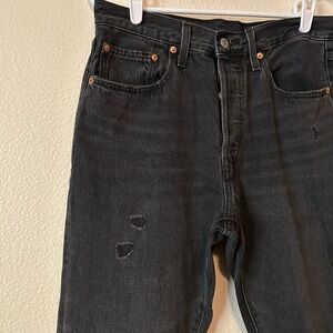 Levi's Black Distressed 501 Jeans